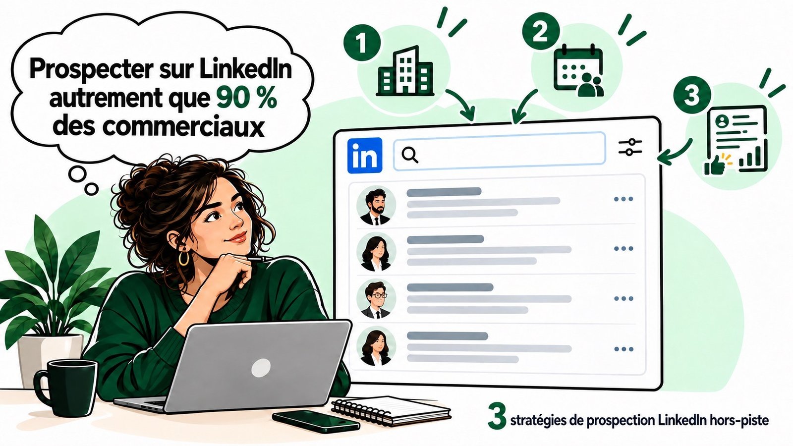 prospecter sur linkedin 3strategies hors piste
