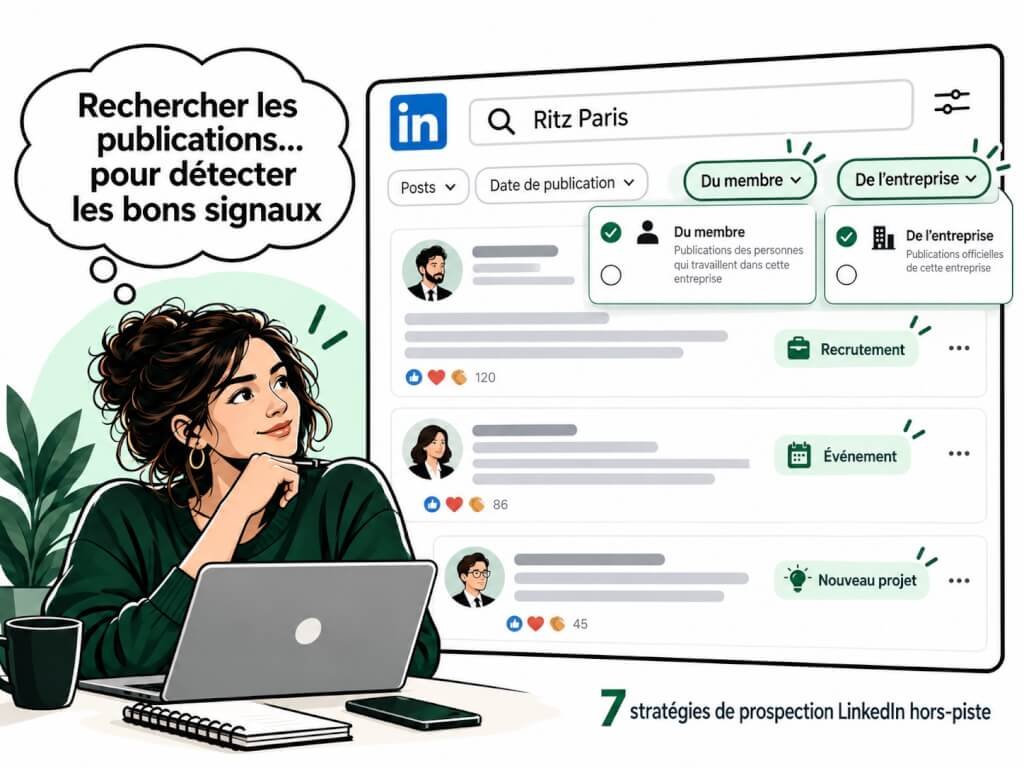 contextualiser prospection sur LinkedIn par posts publiés par les prospects et leur entreprise 